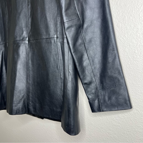 Juliet Michelle Black 100% Genuine Leather Retro 90s 00s Y2K Blazer Jacket Sz L - Picture 9 of 10